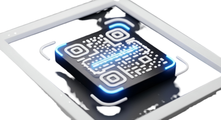 3d icon of 3d render of a qr code with scanning light effect isolated on transparent background