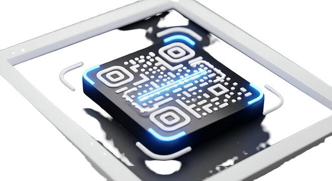 3d icon of 3d render of a qr code with scanning light effect isolated on transparent background - Powered by Adobe