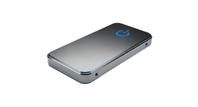 3d icon of sleek external hard drive isolated on transparent background, a portable storage solution for data backup