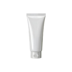 Blank white cosmetic tube packaging mockup for beauty products with flip cap isolated on transparent background