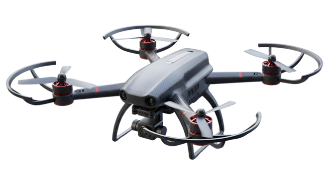 3d icon of drone isolated on transparent background, showcasing its design and features for aerial photography and videography
