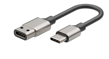 3d icon of usb typec adapter cable for data transfer and charging isolated on transparent background, showcasing connectivity