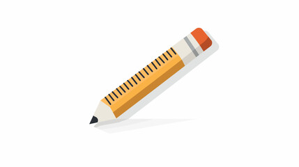 Yellow pencil with orange eraser and dark tip, isolated on white
