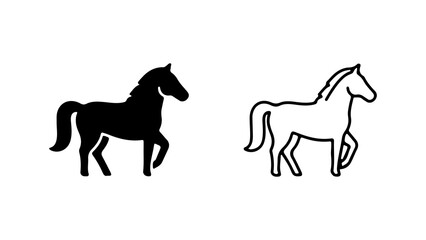 Horse outline and silhouette with transparent background