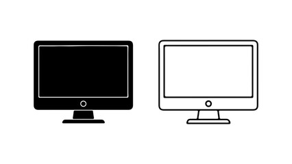 Computer monitors with outline and solid fill with transparent background