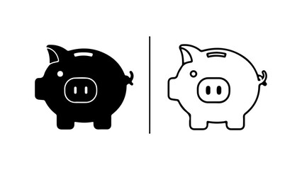 Piggy bank outline and filled with transparent background
