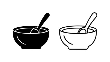 Bowl of food with spoon with transparent background