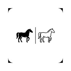 Horse silhouettes with line and transparent background