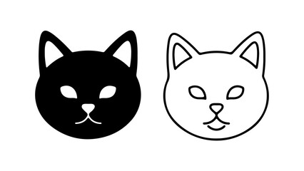 Obraz premium Cat heads outline and solid with transparent background