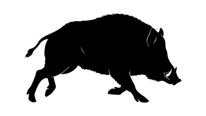 Wild boar silhouette with transparent background