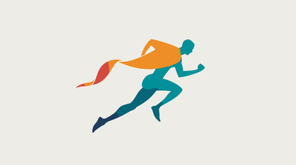 Silhouette of a runner with a flowing, vibrant cape