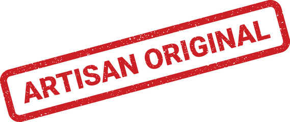 Authentic red grunge rubber stamp featuring Artisan Original text, emphasizing genuine handcrafted quality and uniqueness