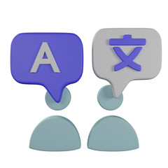Modern 3D Render People Talking with Language Symbols Illustration