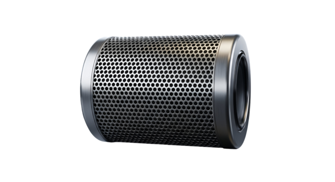 3d icon of black wireless speaker isolated on transparent background, providing high quality audio for music and podcasts