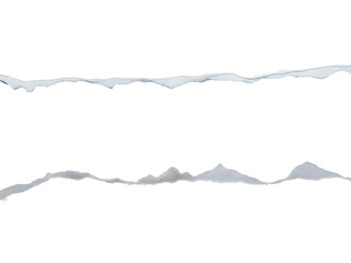 Two horizontal strips of winter snow and ice elements forming a decorative cold season border isolated on transparent background