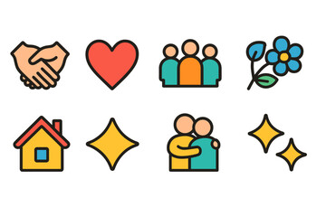 Fototapeta premium Colorful icons of community, love, and connection
