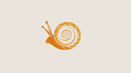 Orange snail silhouette with spiral shell and antennae against a light background © Mangku