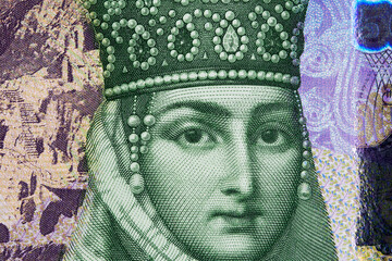 Tamar the Great a closeup portrait from Georgian money