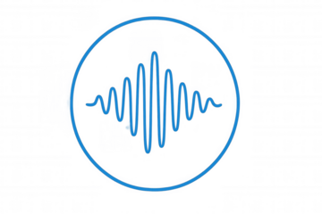 Audio sound wave displaying frequency and vibration within a circle, representing voice control and music technology