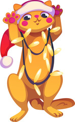 Kitten Wrapped in Lights