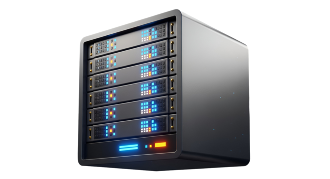 3d icon of network attached storage device isolated on transparent background, designed for data storage and accessibility