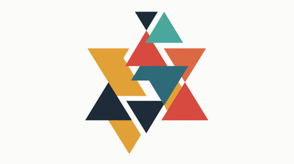 Geometric arrangement of interlocking colorful triangles