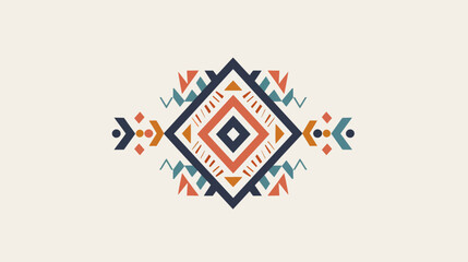 Geometric diamond pattern with tribal-inspired motifs in warm earthy tones