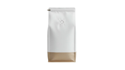 White Stand-Up Coffee Bag with Resealable Closure and Kraft Bottom for Packaging