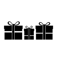 minimalist black and transparent illustration of three gift boxes with bows