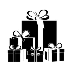 illustration of stacked gift boxes with ribbon bows