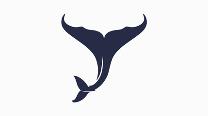 Dark blue whale tail fin emerges upwards from the bottom