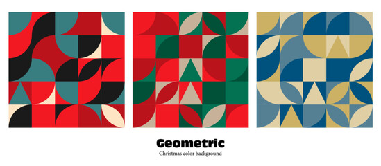 クリスマスカラーの背景イラスト素材 幾何学模様 ベクター