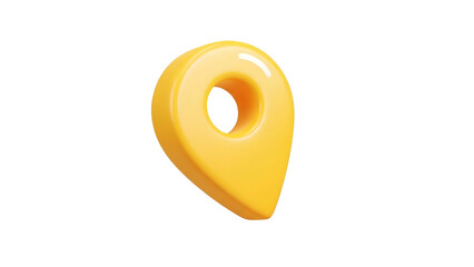 Yellow Plastic Location Marker Pin on Transparent Background