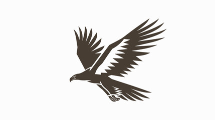Obraz premium A stylized brown eagle with wings spread, soaring against a white background
