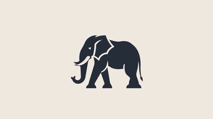 Obraz premium Silhouette of an elephant walking against a cream background