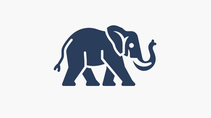 Obraz premium Stylized dark blue elephant walking left on a white background