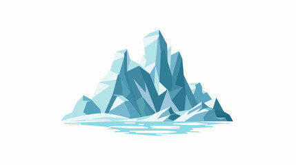 Jagged blue icebergs rise from a calm, icy sea in a minimalist, geometric style © Mangku