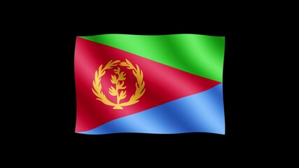 Eritrea - High quality animation of waving flag on transparent background. Seamless animation.