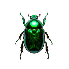 Stunning emerald beetle with iridescent shell shimmering, perfect for nature enthusiasts or scientific studies, showing intricate details and jewel tone color
