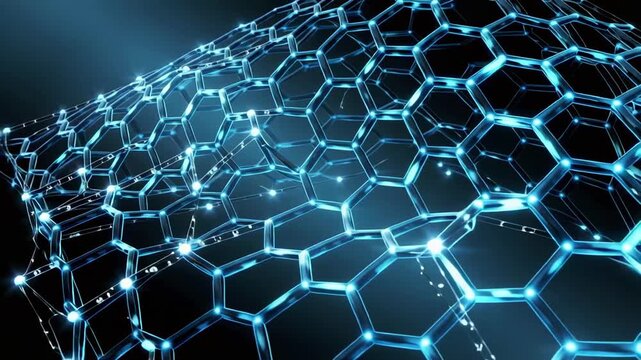 Graphene structure animation: exploring nanotechnology, materials science and future technology trends - Powered by Adobe