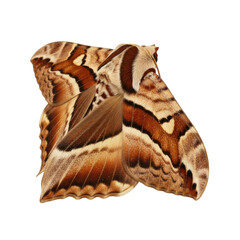 Exotic atlas moth with striking patterns on its wings, showcasing nature's artistry and intricate details, a vibrant insect for design and educational use