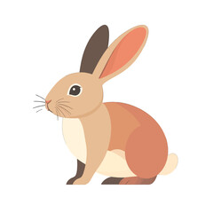 Obraz premium Pixelated Rabbit Illustration with Beige Brown and Red Tones on a White Background Side View Showing Detailed Fur Texture and Long Ears