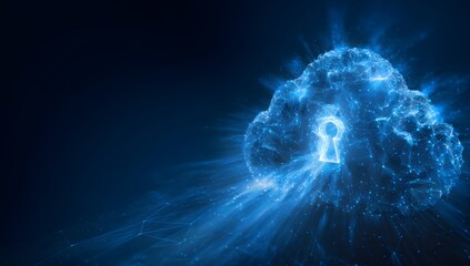 Abstract luminous blue energy sphere with glowing core and radiating light trails isolated on transparent background