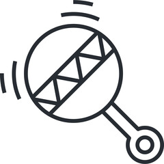 Simple Line Art Icon of a Baby Rattle with Motion Lines on a Transparent Background