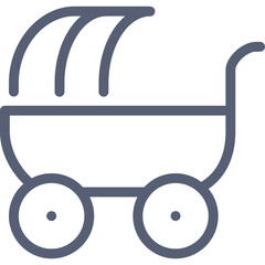 Simple Line Art Icon of a Baby Stroller On A Transparent Background Representing Parenthood And New Arrivals In A Clean Modern Style