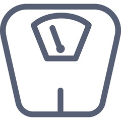 Simple Line Art Icon of a Bathroom Scale with a Needle Indicating a Measurement on a Transparent Background