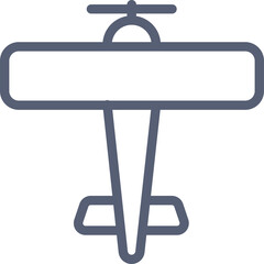 Simple Line Art Icon of a Biplane Aircraft With Transparent Background Minimalist Design