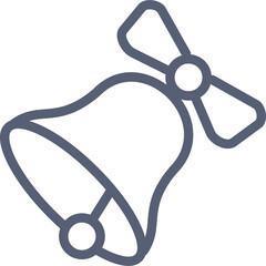 Simple Line Art Icon of a Bell with a Bow on a Transparent Background