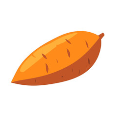 Vibrant Orange Sweet Potato with Smooth Skin Against White Background in a Flat Style Illustration with Simplistic Design Element for Recipe or Food Blog