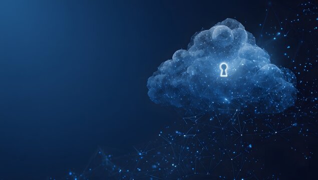 Ethereal glowing abstract luminous cloud formation with a bright key symbol emitting light isolated on transparent background